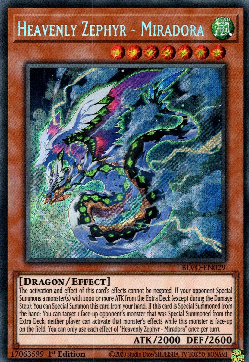 Heavenly Zephyr - Miradora (BLVO-EN029) Secret Rare