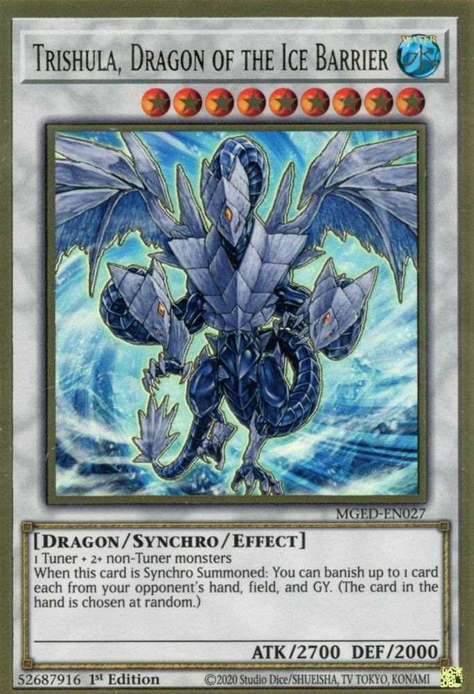 Trishula, Dragon of the Ice Barrier (MGED-EN027)  Premium Gold Rare