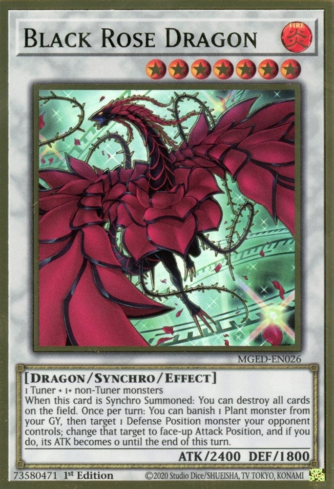 Black Rose Dragon (Alternate Art) (MGED-EN026)  Premium Gold Rare