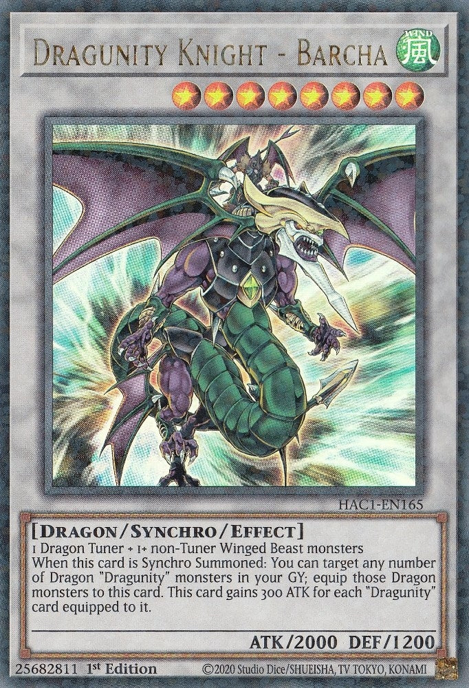Dragunity Knight - Barcha (HAC1-EN165) Duel Terminal Technology Ultra Rare