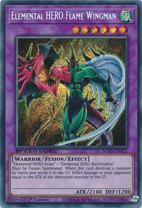 Elemental HERO Flame Wingman  (SGX1-ENA21)  Secret Rare