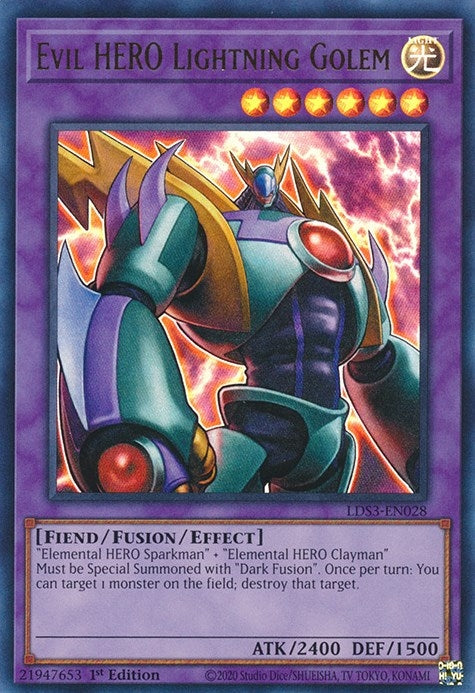 Evil HERO Lightning Golem (LDS3-EN028) Ultra Rare