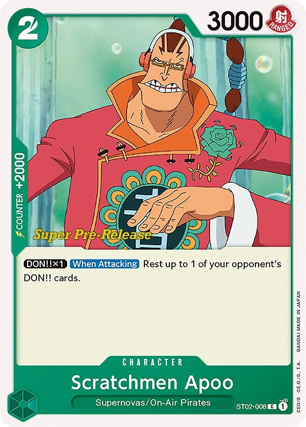 (ST02-008) Scratchmen Apoo (Super Pre-Release Edition) - Common