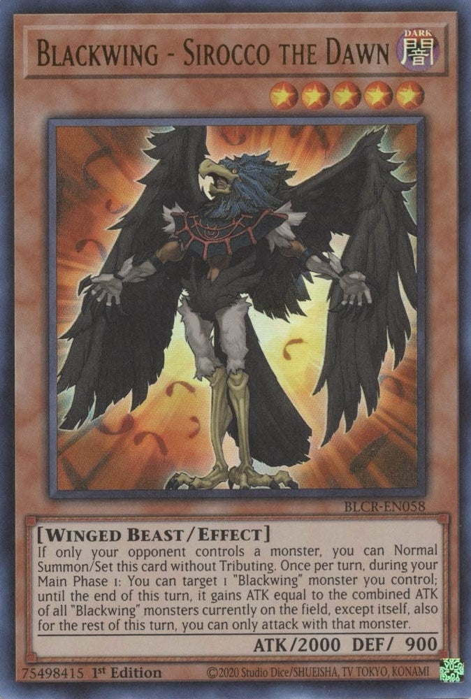 Blackwing - Sirocco the Dawn (BLCR-EN058)  Ultra Rare