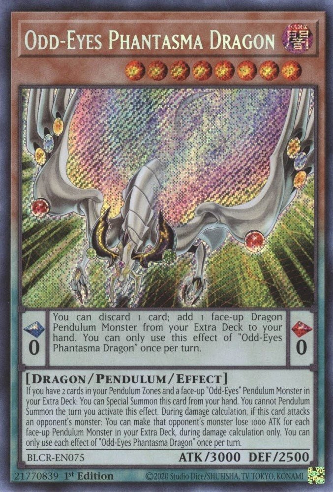 Odd-Eyes Phantasma Dragon (BLCR-EN075)  Secret Rare