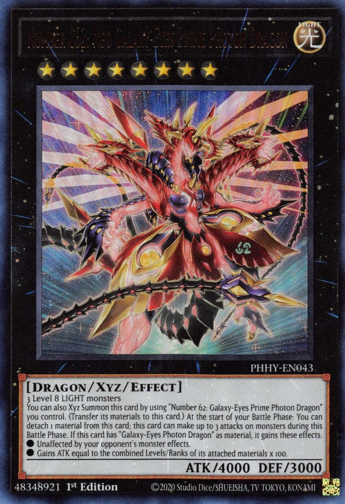 Number C62: Neo Galaxy-Eyes Prime Photon Dragon (PHHY-EN043)  Ultra Rare