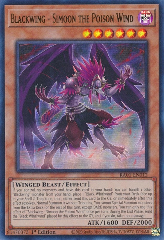 Blackwing - Simoon the Poison Wind  (RA01-EN012)  Ultra Rare