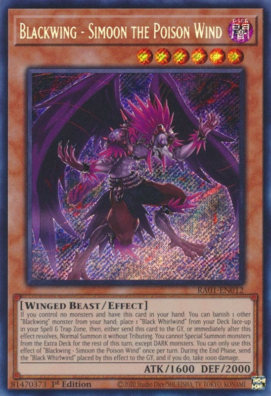 Blackwing - Simoon the Poison Wind  (RA01-EN012)  Secret Rare