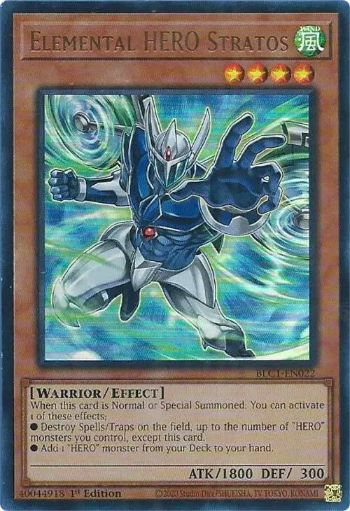 Elemental HERO Stratos (Alternate Art) (BLC1-EN022)  Ultra Rare