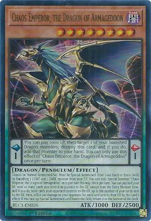 Chaos Emperor, the Dragon of Armageddon (BLC1-EN026)  Ultra Rare