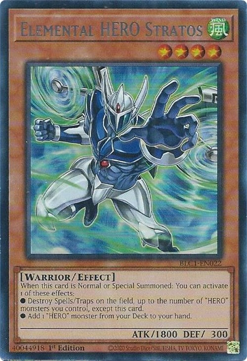 Elemental HERO Stratos (Alternate Art) (Silver) (BLC1-EN022)  Ultra Rare