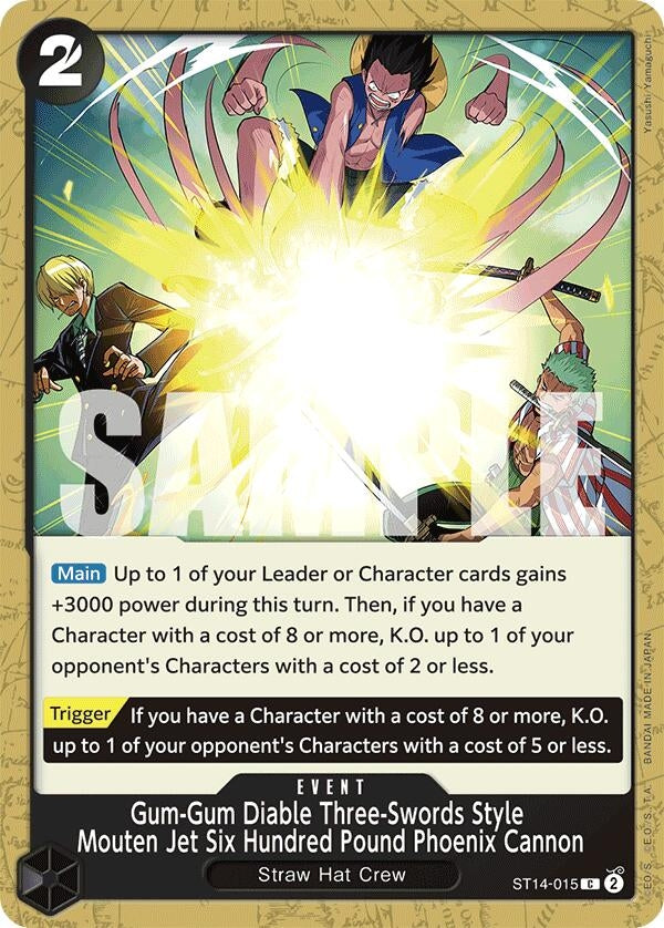 (ST14-015) Gum-Gum Diable Three-Swords Style Mouten Jet Six Hundred Pound Phoenix Cannon - Common