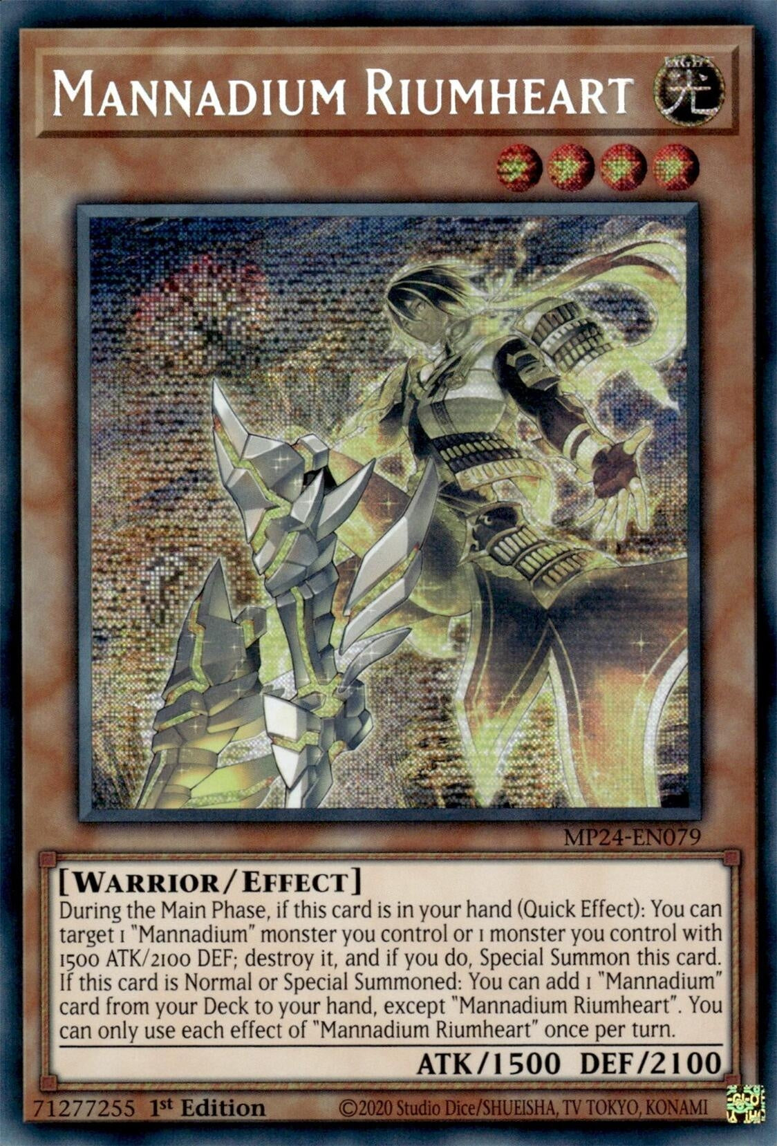 Mannadium Riumheart (MP24-EN079)  Prismatic Secret Rare