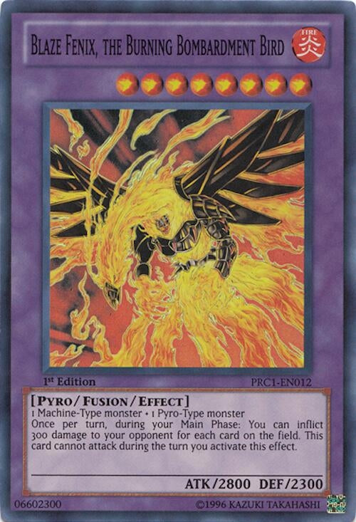 Blaze Fenix, the Burning Bombardment Bird (PRC1-EN012) Super Rare