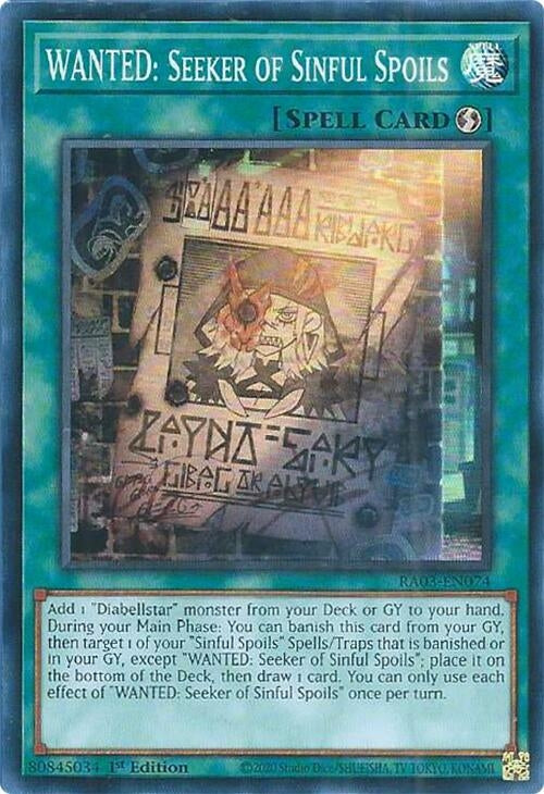 WANTED: Seeker of Sinful Spoils (RA03-EN074)  Super Rare