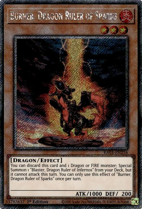 Burner, Dragon Ruler of Sparks  (RA03-EN256)  Platinum Secret Rare