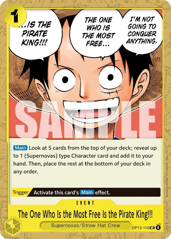 (OP13-116) The One Who Is the Most Free Is the Pirate King!!! - Uncommon