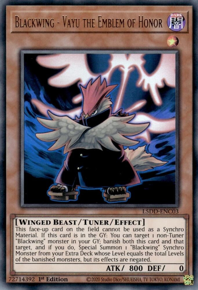 Blackwing - Vayu the Emblem of Honor (L5DD-ENC03)  Ultra Rare