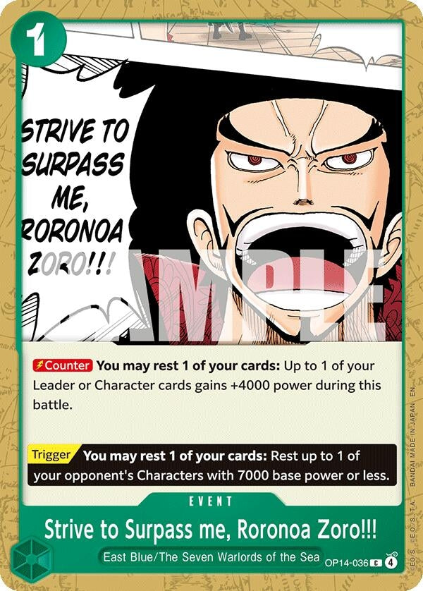 (OP14-036) Strive to Surpass me, Roronoa Zoro!!! - Common