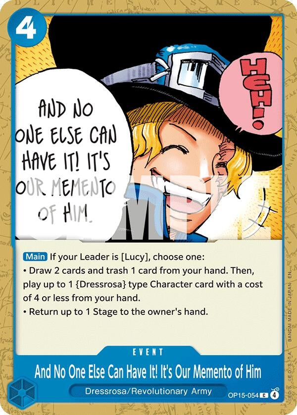 And No One Else Can Have It! It's Our Memento of Him (Adventure on Kami's Island)