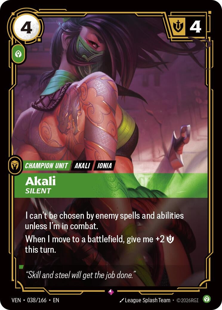 (VEN-038/166) Akali, Silent - Rare