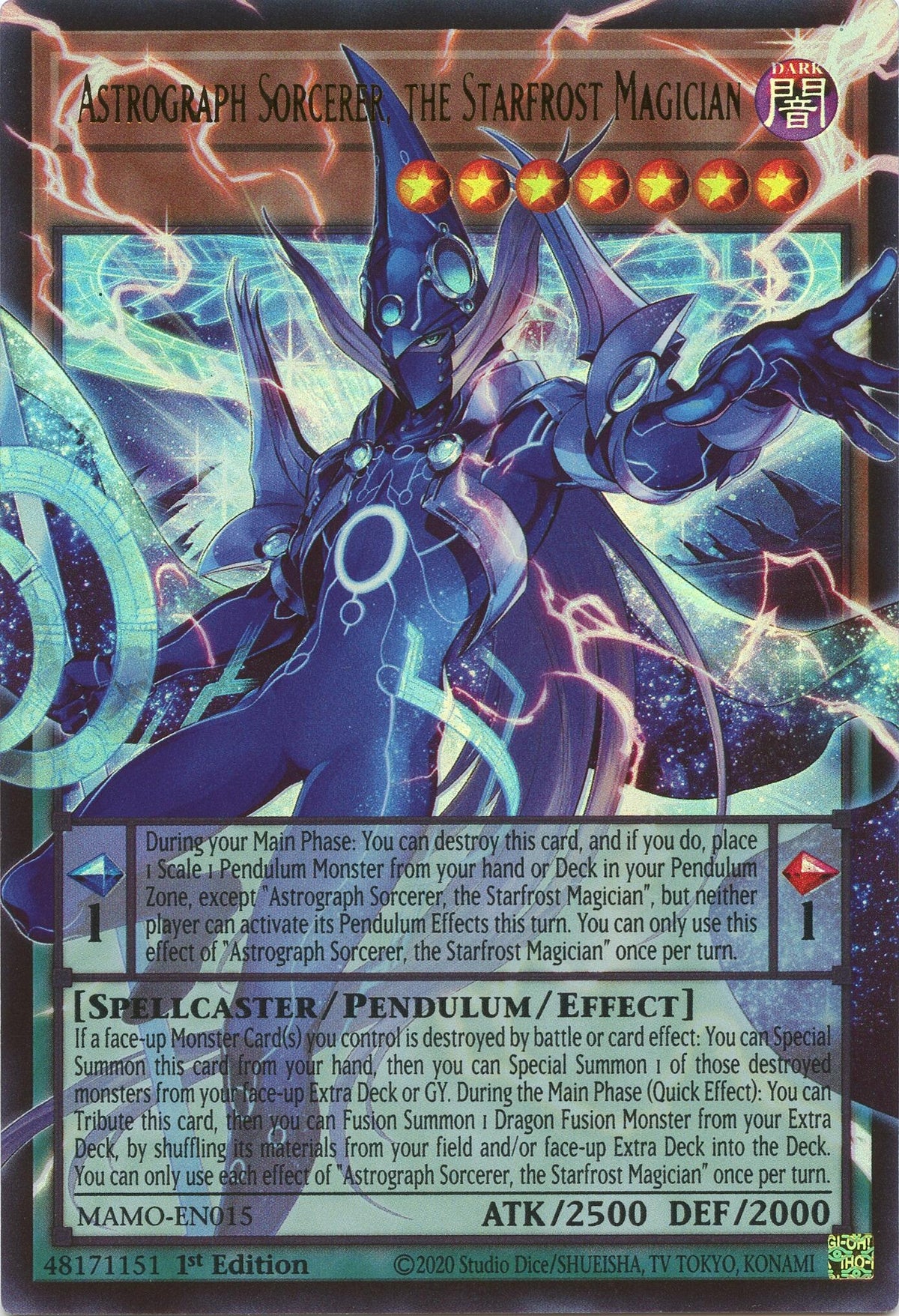 Astrograph Sorcerer, the Starfrost Magician (Extended Art) (MAMO-EN015) Ultra Rare