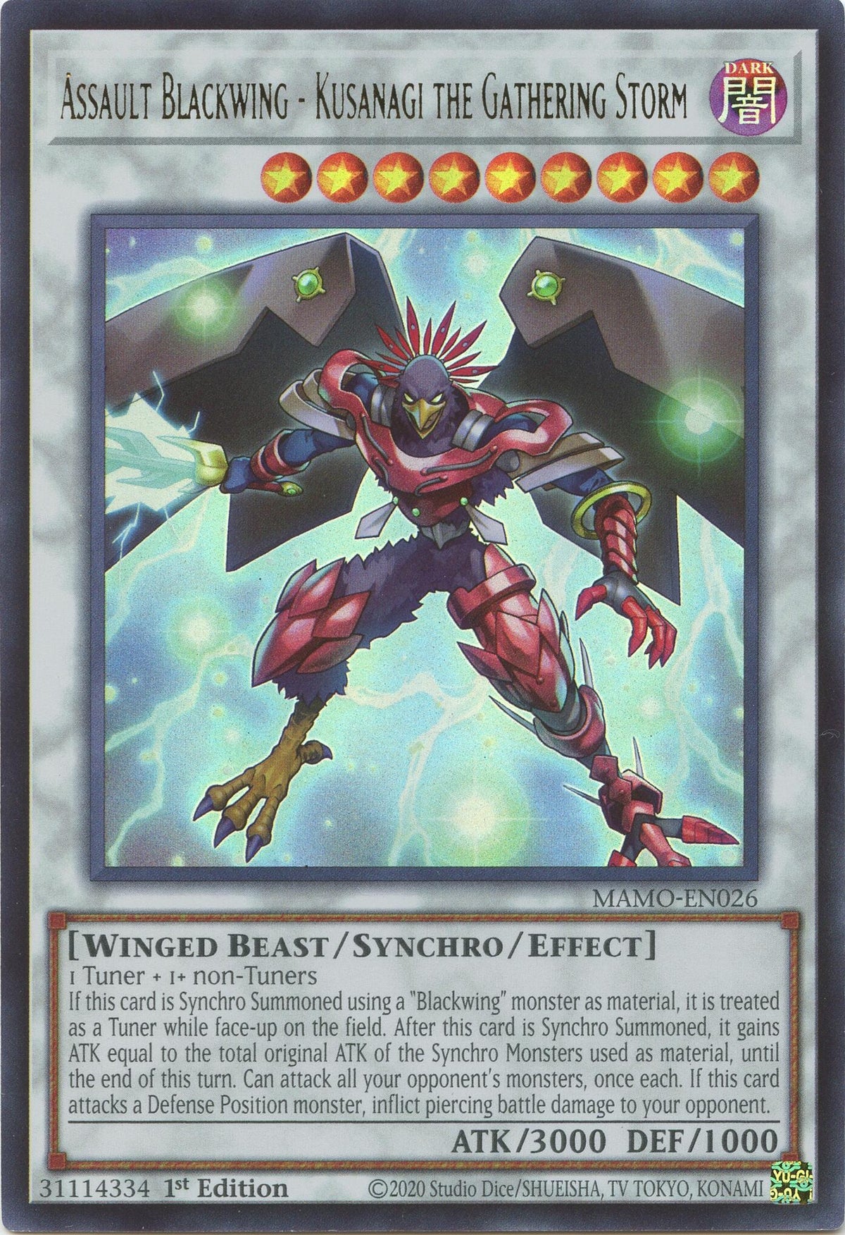 Assault Blackwing - Kusanagi the Gathering Storm (MAMO-EN026) Ultra Rare